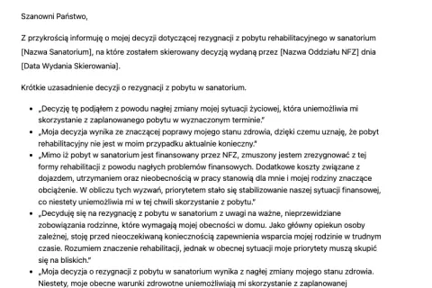 Jak bezpiecznie zrezygnować z sanatorium bez strat finansowych