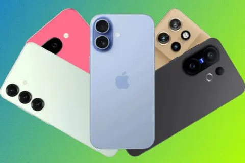 Kolekcja smartfonów w różnych kolorach, od pastelowych po ciemne. Czy wśród nich jest najmniejszy smartfon?