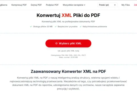 Konwerter XML na PDF. Przekształć pliki XML, np. wyciąg bankowy Santander, na profesjonalne dokumenty PDF.