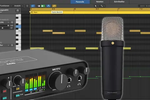 Mikrofon, Audio-Interface und Musiksoftware – alles, was du brauchst, um rap selber machen.