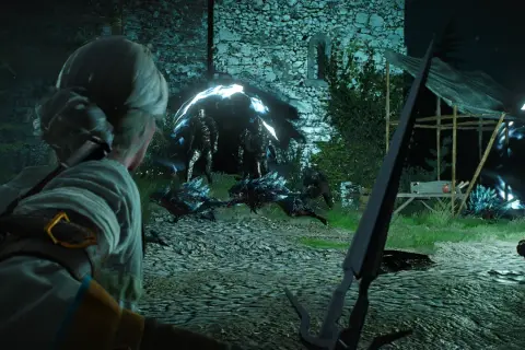 Ciri walczy z potworami, by dostać się do Kaer Morhen w Wiedźminie 3.
