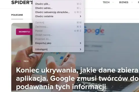 Menu z opcją "Nowe nagranie z ekranu" otwarte na laptopie. Użyj tej funkcji do nagrywania ekranu.
