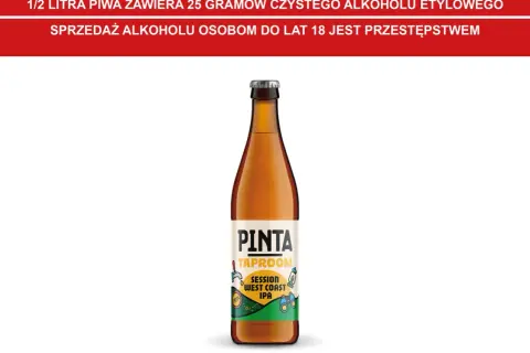 Butelka piwa Pinta Taproom Session West Coast IPA, jednego z piw z Lidla, na białym tle.