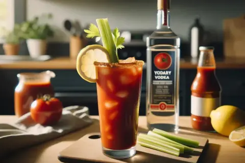 Przepis na drink Bloody Mary: wódka, sok pomidorowy, seler, cytryna i sos. Idealny na brunch!