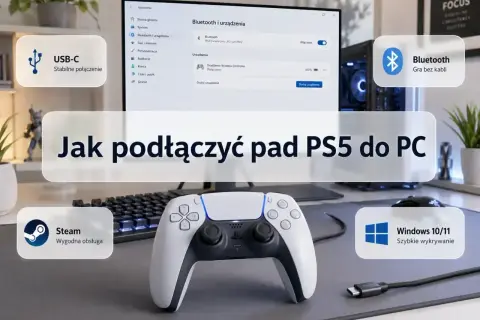 Jak podłączyć pada PS5 do PC? Poradnik pokazuje połączenie przez USB-C lub Bluetooth, z obsługą Steam i Windows 10/11.