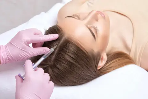 Una persona recibe mesoterapia capilar. El número de cuantas sesiones de mesoterapia capilar son necesarias varía según el caso.