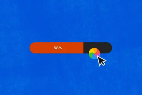 A loading bar shows 58% complete, with a spinning beach ball cursor indicating a frozen After Effects project.