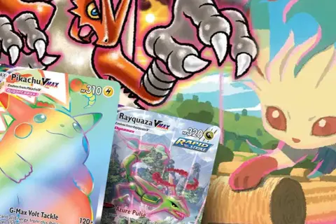 Karty Pokémon VMAX: tęczowy Pikachu, Rayquaza i inne stwory. Co to VMAX? To potężne formy!