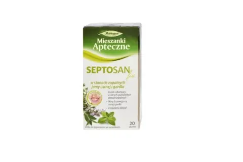 Septosan Fix - zioła do płukania jamy ustnej i gardła w saszetkach. Pomaga w stanach zapalnych i zapaleniu dziąseł.
