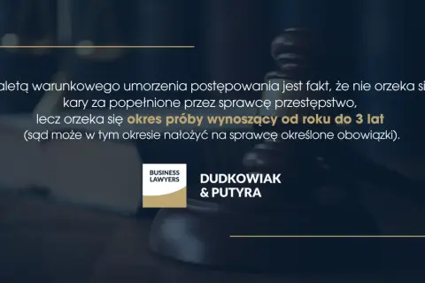 Adwokat z urzędu wyjaśnia warunkowe umorzenie postępowania: brak kary, ale okres próby do 3 lat z obowiązkami.