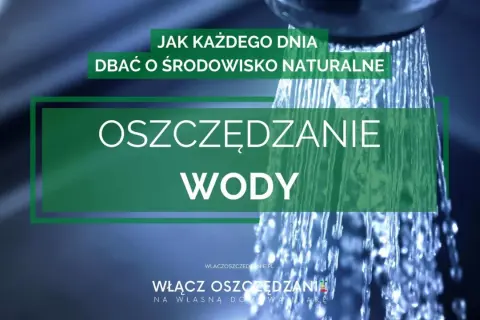 Strumień wody z prysznica symbolizuje oszczędzanie wody. Dbajmy o środowisko naturalne, bo każda kropla się liczy.