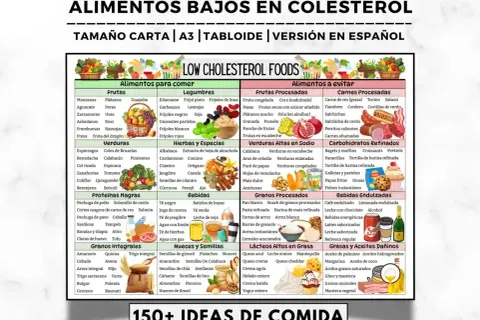 Dieta na cholesterol: lista produktów dozwolonych i zakazanych. Zdjęcie przedstawia tabelę z podziałem na zdrowe i niezdrowe pokarmy.