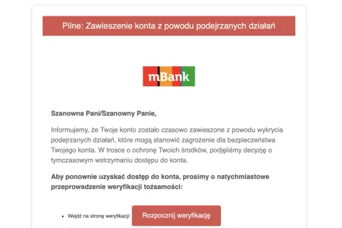 Komunikat mBank: konto zawieszone z powodu podejrzanych działań. Dowiedz się, jak odblokować konto w mBanku, przechodząc weryfikację.
