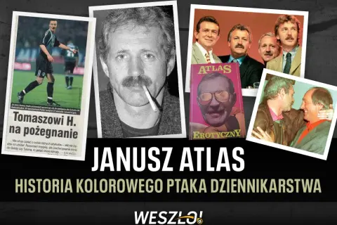 Janusz Atlas, legenda dziennikarstwa sportowego, na okładce książki "Erotyczny". Obok zdjęcia Tomasza Hajto.