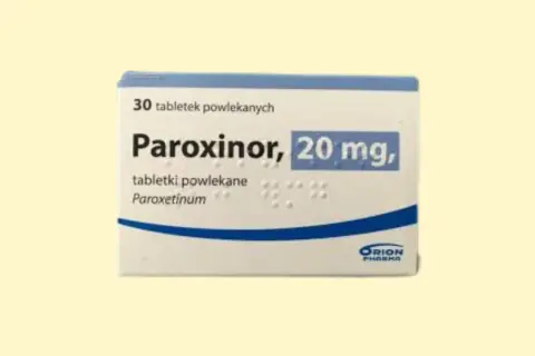 Opakowanie leku Paroxinor 20 mg, zawierające 30 tabletek powlekanych z paroksetyną.