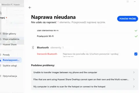 Naprawa nieudana sterownika Bluetooth. Włącz Bluetooth w Windows 11, uruchamiając ponownie.