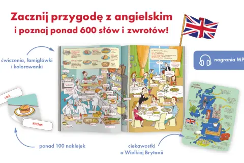 Zacznij przygodę z angielskim dla 9 latka! Książka z ćwiczeniami, naklejkami i nagraniami MP3.