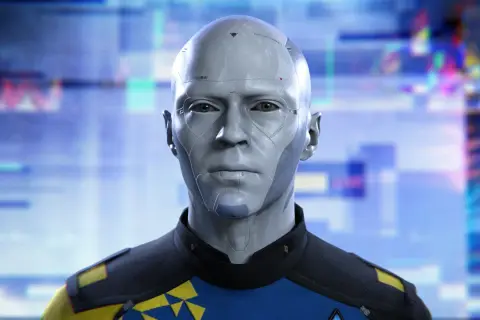 Android z Detroit: Become Human, z niebieskim tłem. Ile godzin gry zajmie odkrycie jego tajemnic?