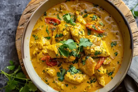 En krämig kycklingcurry med chili och koriander. Ett perfekt currysås recept för en smakrik middag.