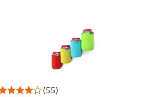 Cuatro fundas isotérmicas para botella en colores vibrantes: rojo, amarillo, azul y verde.