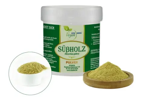 Süßholzpulver (Glycyrrhiza glabra) mit Dipotassium Glycyrrhizate. Vegan, ideal für die tägliche Einnahme.