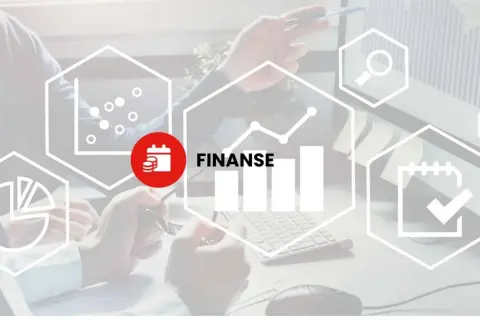 Analiza finansów i podatków pośrednich. Ikony symbolizują analizę danych, wykresy, pieniądze i terminy.