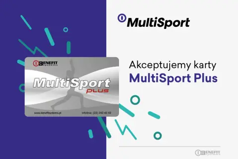 Karta MultiSport Plus z sylwetką sportowca. Akceptujemy karty MultiSport Plus.