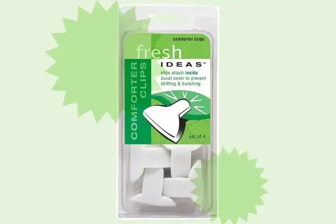 Fresh Ideas comforter clips, a set of 4, help you learn how to put on a duvet cover by preventing shifting and bunching.