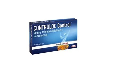 Opakowanie Controloc Control 20 mg z pantoprazolem. Czy Controloc jest bezpieczny? Uwalnia od zgagi. 14 tabletek dojelitowych.