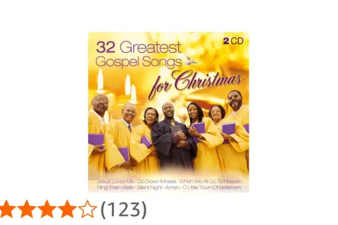 Cover einer CD-Sammlung mit bekannten Gospel Songs für Weihnachten. Eine Gruppe von Menschen in Chorkleidung hält Bücher.
