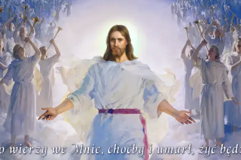 Jezus w otoczeniu aniołów grających na trąbach, zapraszający do życia wiecznego. Tak może wyglądać czyściec.