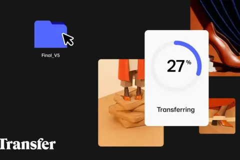 Przesyłaj pliki za darmo po polsku z WeTransfer. Folder "Final_V5" jest przesyłany, postęp 27%.