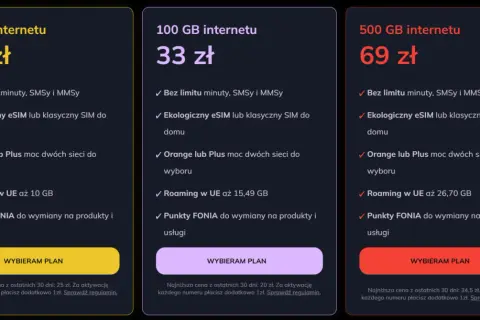 Porównanie ofert Orange: 50 GB za 25 zł, 100 GB za 33 zł, 500 GB za 69 zł. Czy 10 GB internetu to dużo? Zobacz, ile GB dostajesz w roamingu.
