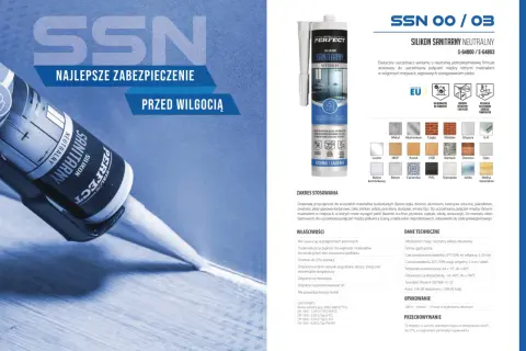 Silikon sanitarny Perfect SSN 00/03 to najlepsze zabezpieczenie przed wilgocią. Idealny do łazienek i kuchni.