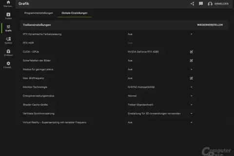 NVIDIA Control Panel: Globale Grafikeinstellungen für RTX 4080, G-SYNC und mehr.