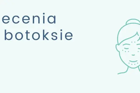 Zalecenia po botoksie: schematyczny rysunek twarzy z zastrzykiem w czoło i kropkami na skórze.