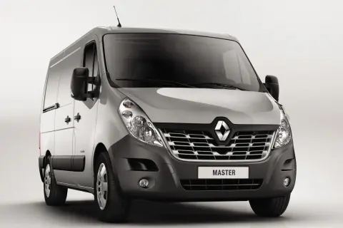 Szary Renault Master 3, gotowy do pracy. Ten wszechstronny van to idealny partner w biznesie.