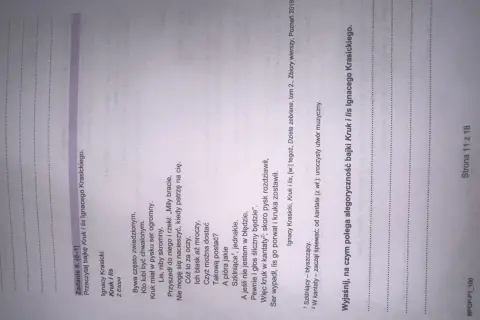 Tekst bajki Ignacego Krasickiego "Kruk i lis". Zadanie 9.