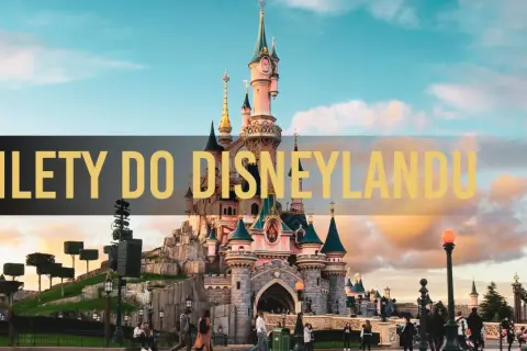 Zamek w Disneylandzie, ludzie spacerują. Dowiedz się, ile kosztuje bilet do Disneylandu, aby zaplanować swoją magiczną podróż.