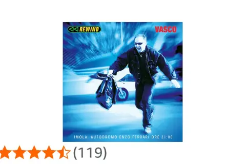 Vasco Rossi corre con un sacco, con il logo REWIND e la scritta VASCO. Imola, Autodromo Enzo Ferrari ore 21:00.