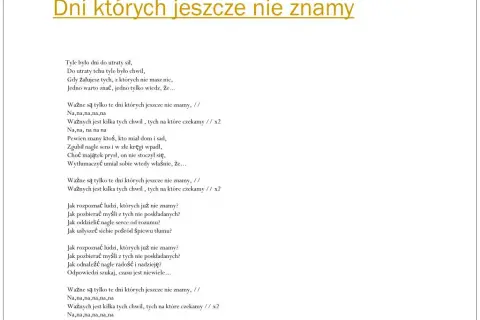 Tekst piosenki dni których nie znamy - analiza i głębokie znaczenie