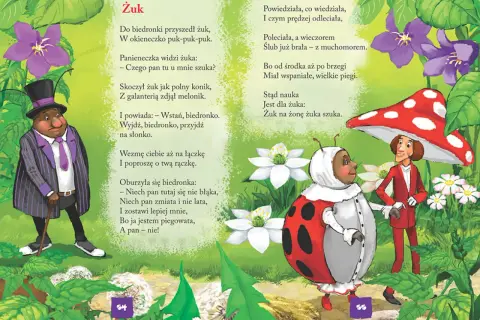 Zabawne wiersze znanych poetów: żuk zaleca się do biedronki, która odmawia, bo woli muchomora.