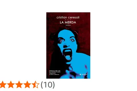Copertina del libro "La Merda" di Cristian Ceresoli, con un volto urlante in blu su sfondo scuro. Un'opera che esplora la natura della merda.