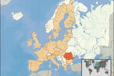 Mapa Europy z zaznaczoną Rumunią. Gdzie jest bukareszt? Właśnie tam, w tym wyróżnionym kraju.
