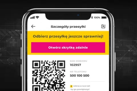 Aplikacja InPost pokazuje kod odbioru 102957 i numer telefonu 500 100 500. Możesz kliknąć w kod QR, by go powiększyć i dowiedzieć się, jak przedłużyć odbiór paczki InPost.