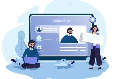 Ludzie korzystają z popularnego komunikatora internetowego, by rozmawiać online.