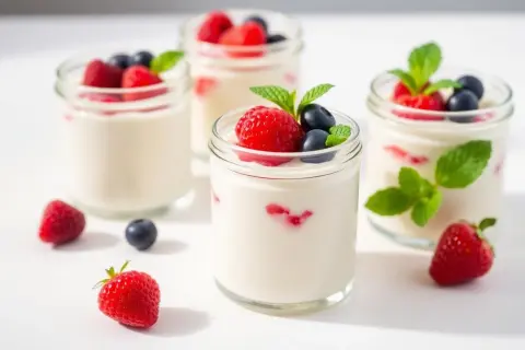 Panna cotta aux fruits rouges, une gourmandise légère. Les panna cotta calories sont faibles avec ces fruits frais.