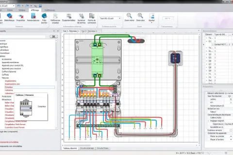 Schéma électrique d'un tableau de distribution réalisé avec un logiciel de conception de **logiciel tableau electrique**.