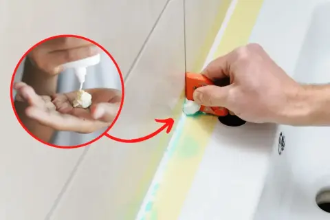 Jak usunąć silikon? Wytłaczanie masy na dłoń i jej rozprowadzanie to pierwszy krok. Następnie narzędziem usuwa się starą fugę.