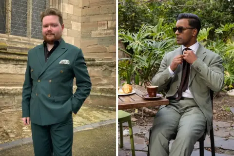 Uomo con abito verde smeraldo, perfetto per un matrimonio. L'abbinamento scarpe è essenziale per completare il look.